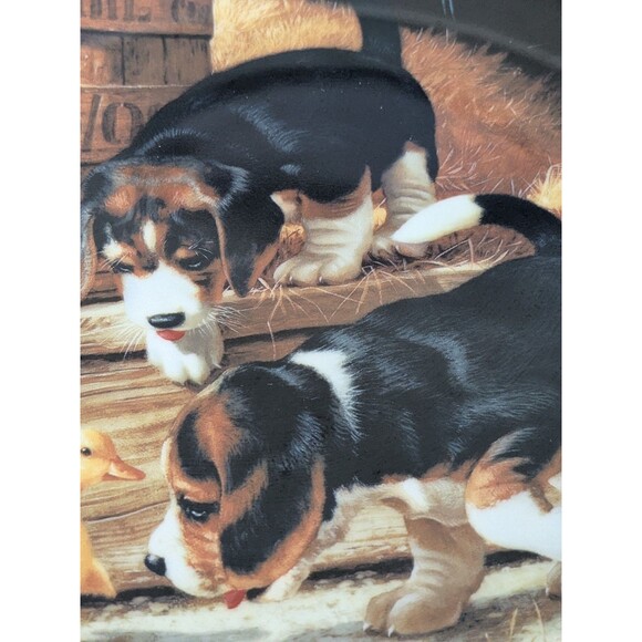 Vtg Puppy Playtime Duck "Getting Acquainted" 1987 Jim Lamb 8.5" Porcelain Plate - Picture 4 of 6